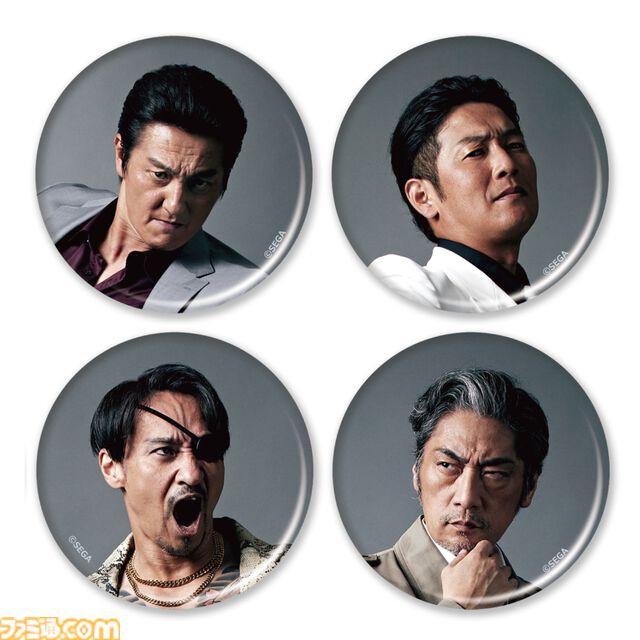 『龍が如く』×『日本統一』コラボ実写ドラマのグッズが発売決定。本宮泰風（桐生一馬）、山口祥行（真島吾朗）たち4人のアクスタ、缶バッジなどがセガストアオンラインにて受注開始