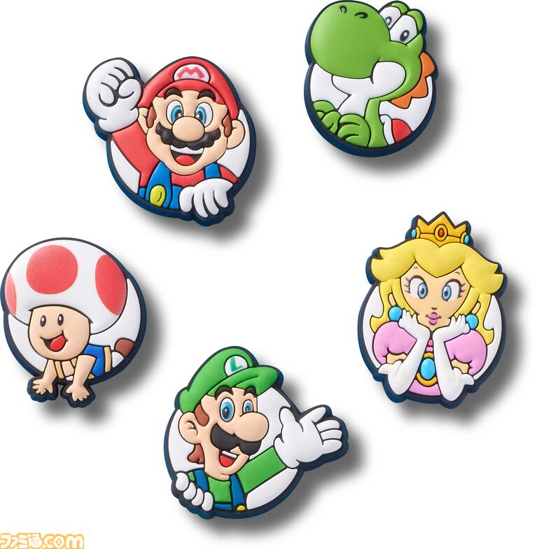 『スーパーマリオ』コラボクロックスが7月16日に発売。おなじみの赤帽子やピーチ、ヨッシー、クッパなど一目で分かる各カラー