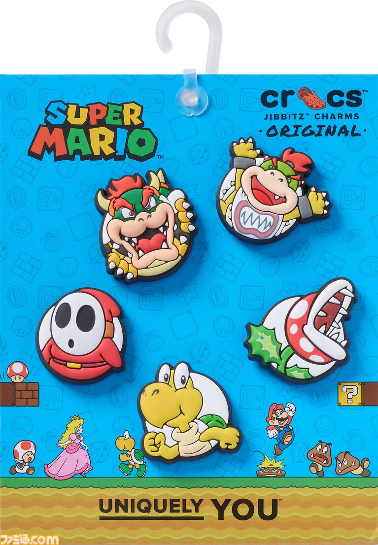 『スーパーマリオ』コラボクロックスが7月16日に発売。おなじみの赤帽子やピーチ、ヨッシー、クッパなど一目で分かる各カラー