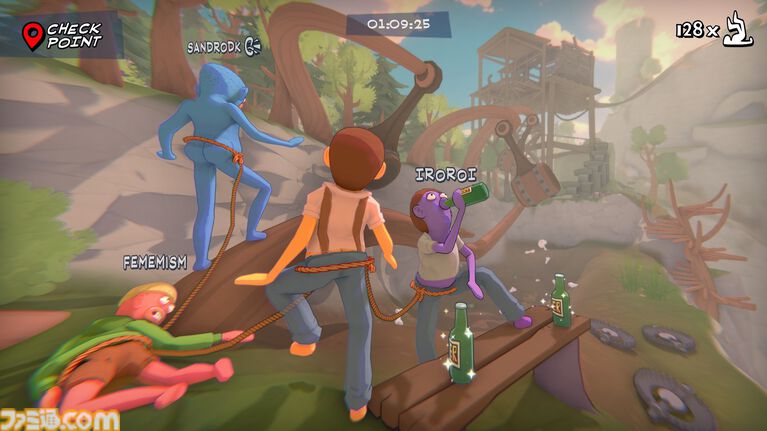 『Friendly Steps』ロープで繋がった仲間たちと帰宅を目指す酔いどれ協力アクション。最大4人プレイ対応の体験版が配信開始