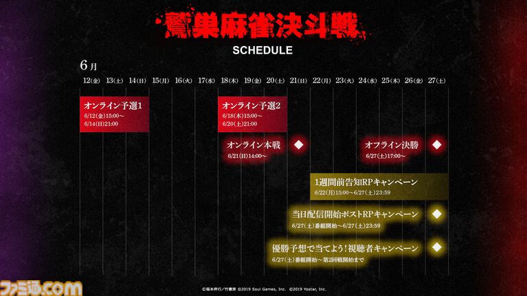 『雀魂』で鷲巣麻雀が楽しめる『アカギ 〜闇に降り立った天才〜』コラボ大会が開催。予選通過者はプロ雀士とコンビを組んで戦うオフライン本戦に出場
