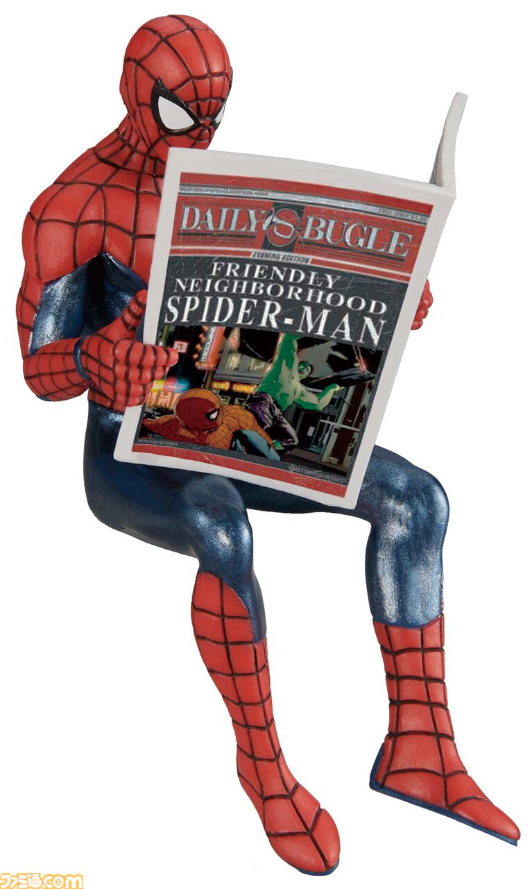 スパイダーマンのリアル造形フィギュアガチャが7月中旬発売。戦闘、新聞チェック、自撮りなどあらゆるシーンを再現