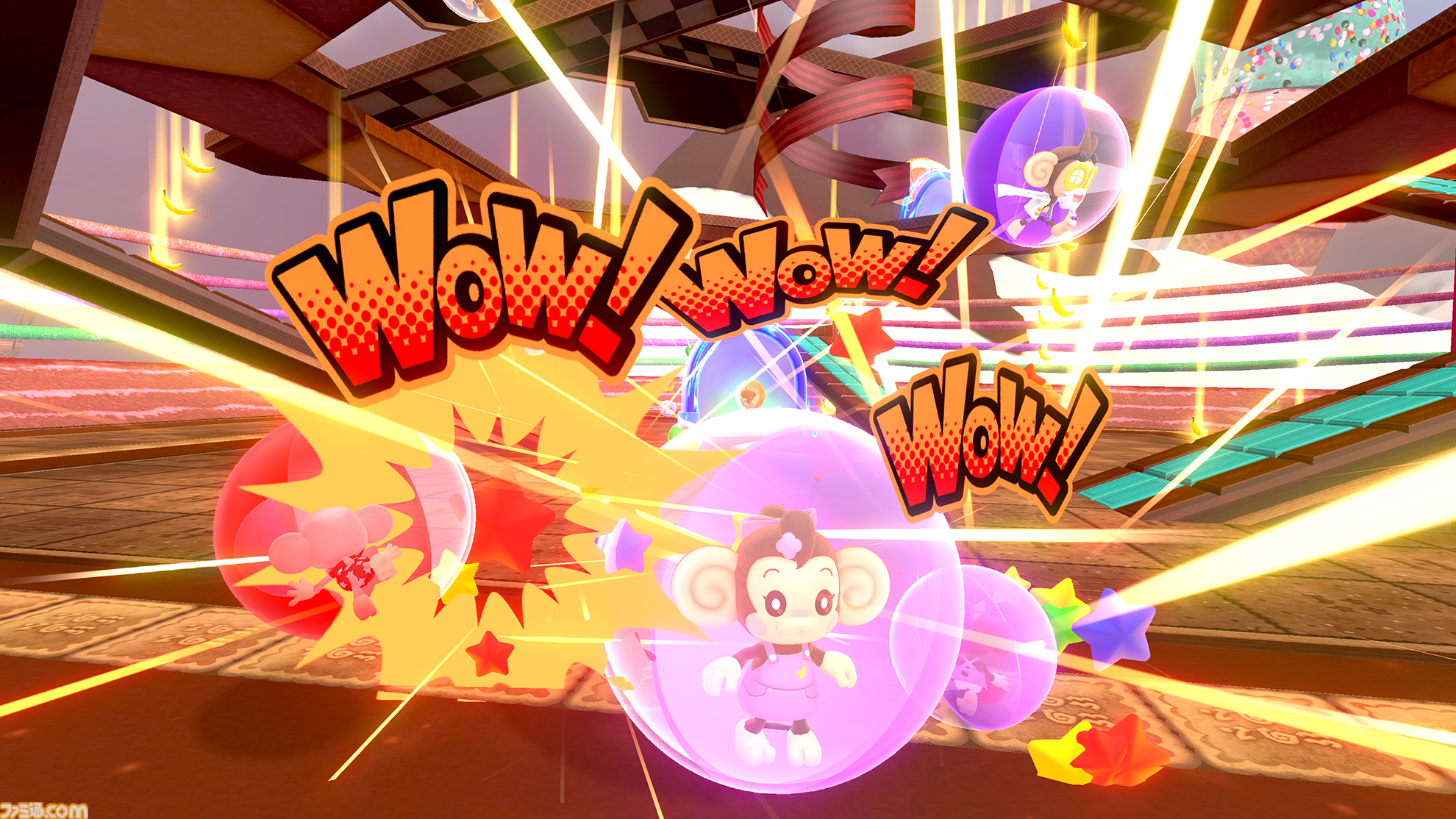 Switch『スーパーモンキーボール バナナランブル』“バトルモード”レビューとちょっと攻略。レースにバナナ収集にロボ撃破、16人でわちゃわちゃ対戦