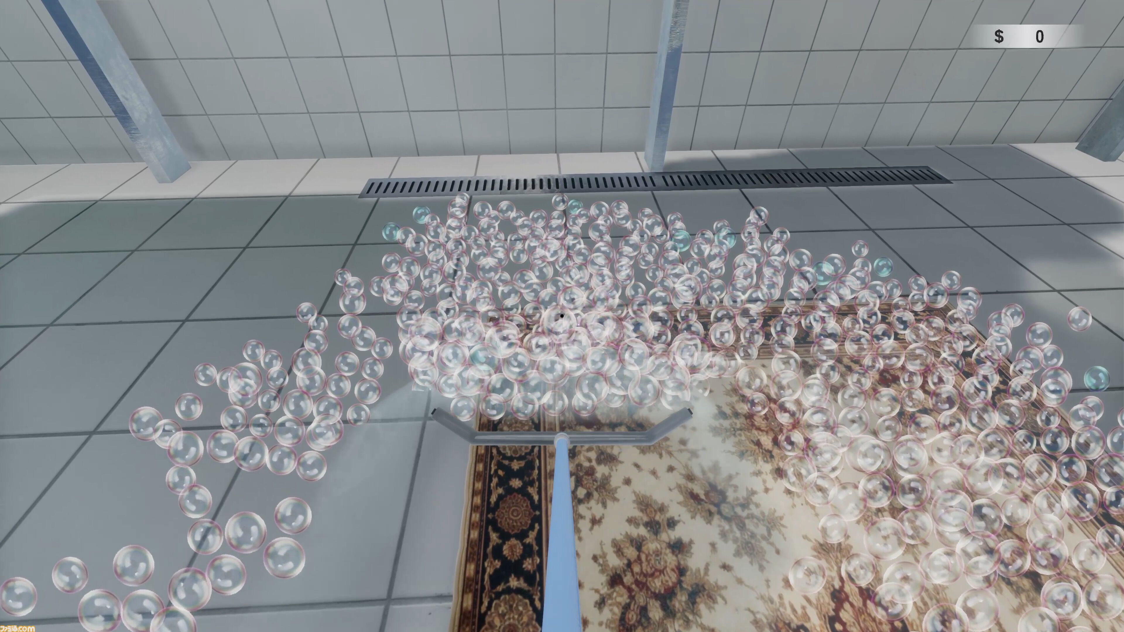『絨毯を洗うゲーム』体験版が配信中。お掃除ゲームなのになぜか隕石が落下して進行状況リセット。限られた時間内で掃除の効率化を目指す