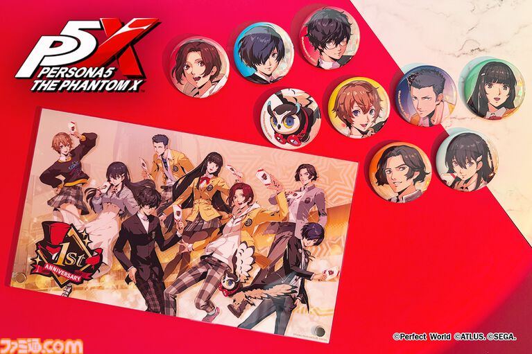 『P5X』1周年記念アトラス公式グッズがアトラスDショップで予約開始。カットイン風アクリルキーホルダーや総攻撃缶バッジなどがオシャレ