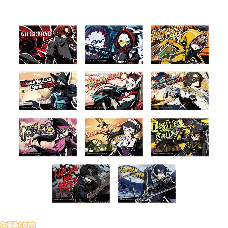 『P5X』1周年記念アトラス公式グッズがアトラスDショップで予約開始。カットイン風アクリルキーホルダーや総攻撃缶バッジなどがオシャレ