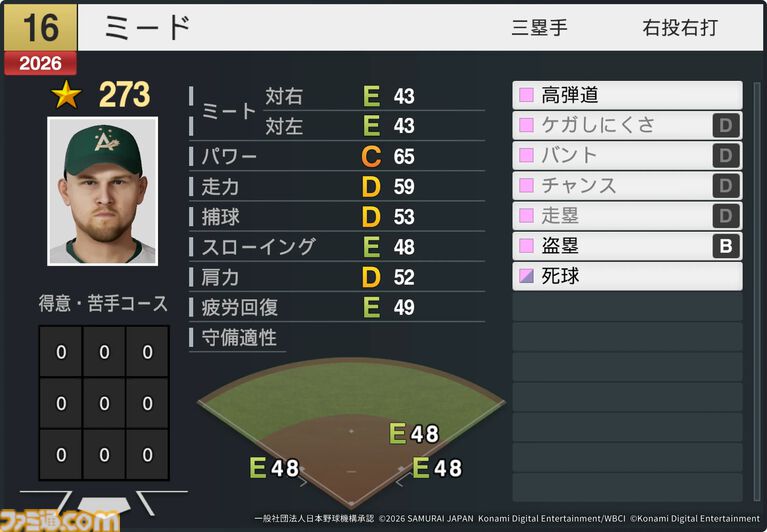 『プロスピ2026』WBCモードの収録選手データ公開。大谷翔平はパワー98のSで特殊能力もてんこもり。米ポール・スキーンズは星600超えの能力