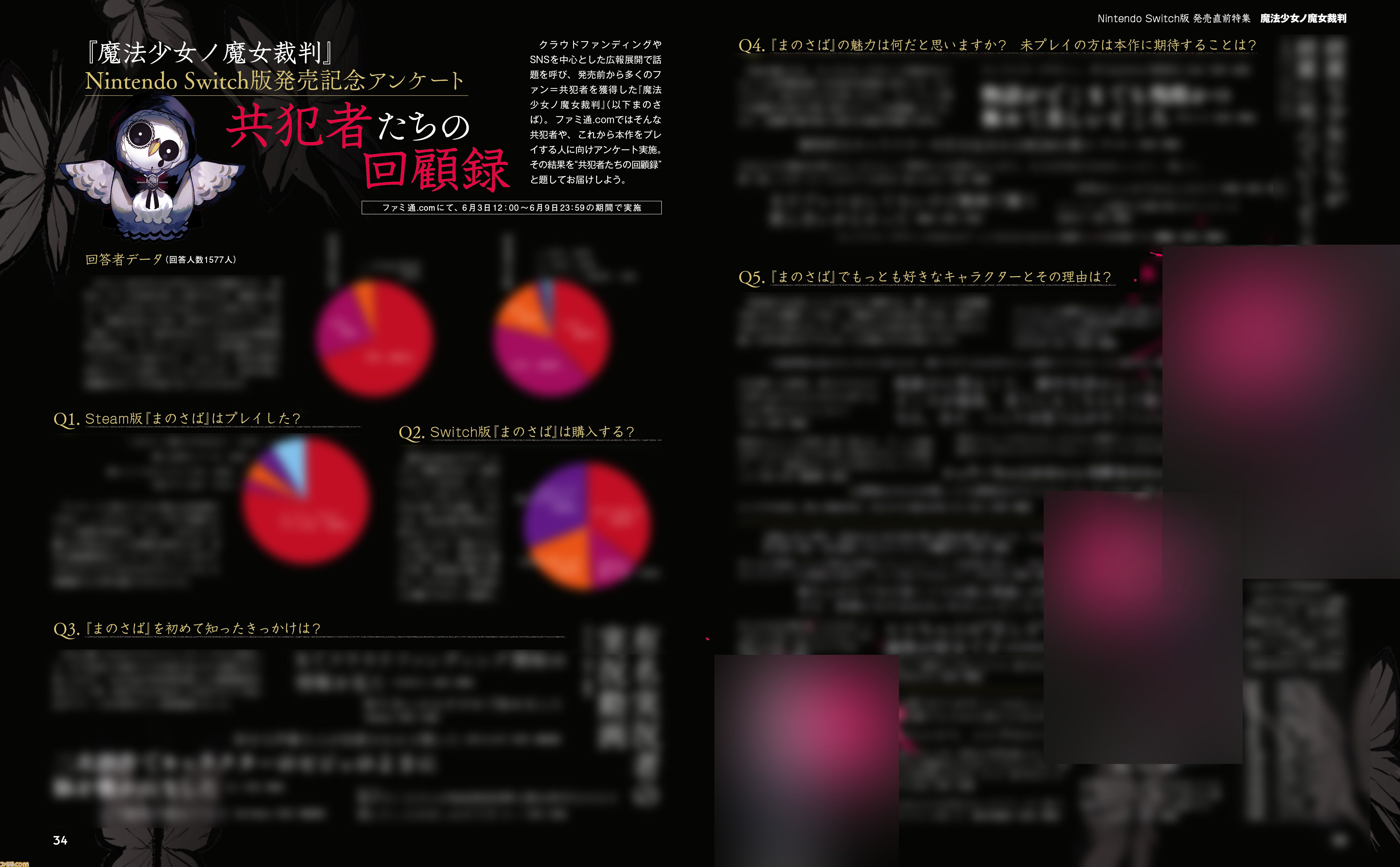 『魔法少女ノ魔女裁判』Switch版発売直前大特集。描き下ろし表紙や共犯者アンケート集計結果、クリエイターコメント、声優インタビューに注目【先出し週刊ファミ通】