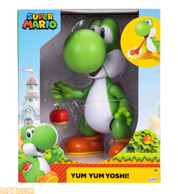 『スーパーマリオ』ヨッシーの舌がリアルに伸びる。フルーツをキャッチするギミック付きフィギュアが海外で展開