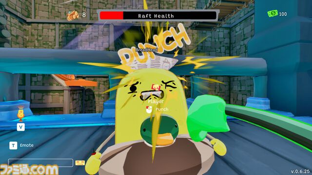 『Sponge Break』4人マルチ対応イカダ川下りゲームのプレイテストが開催中。カートゥーン風のスポンジキャラがグラップル片手にワチャワチャ出航