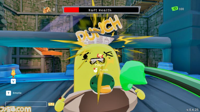 『Sponge Break』4人マルチ対応イカダ川下りゲームのプレイテストが開催中。カートゥーン風のスポンジキャラがグラップル片手にワチャワチャ出航
