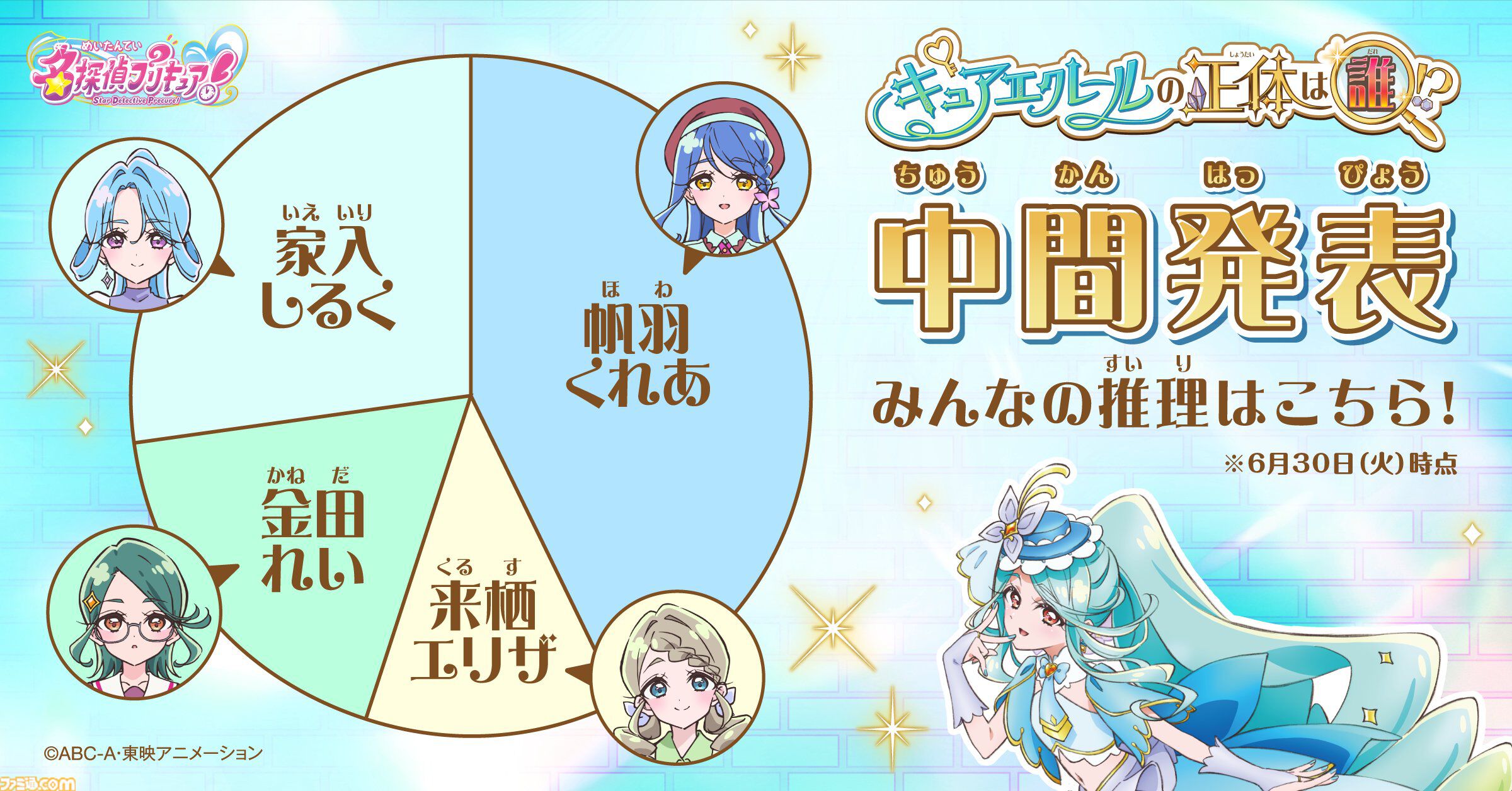 『名探偵プリキュア！』キュアエクレールの正体が7/19の放送でついに判明。YouTubeでは候補の4名が活躍する21～24話を無料公開開始