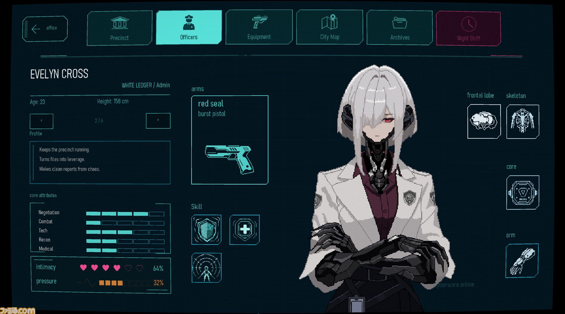 『Precinct IX』サイバネ美女がたくさん登場するサイバーパンクRPGのストアページが公開。街の事件はターン制バトルで決着。各警官との交流でストーリーも変化