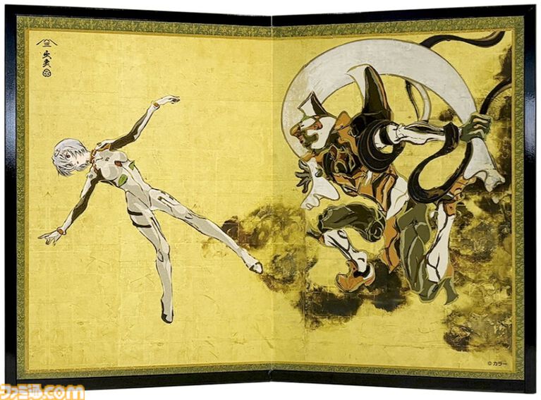 『エヴァンゲリオン』と国宝“風神雷神図屏風”がコラボ。EVA各機体とパイロットを“風神雷神”になぞらえてデザインした全5作。日本の伝統文化とアニメが融合した作品は7月17日発売