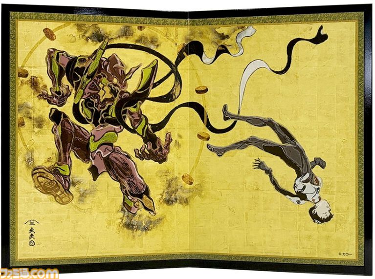 『エヴァンゲリオン』と国宝“風神雷神図屏風”がコラボ。EVA各機体とパイロットを“風神雷神”になぞらえてデザインした全5作。日本の伝統文化とアニメが融合した作品は7月17日発売