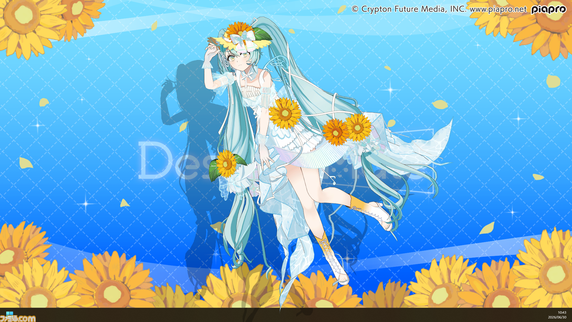 『デスクトップメイト』初音ミク“マジカルミライ 2026 Ver.”が7月23日配信。テーマ“湖のソナーレ”を反映した、ひまわりや蝶モチーフの新衣装で登場