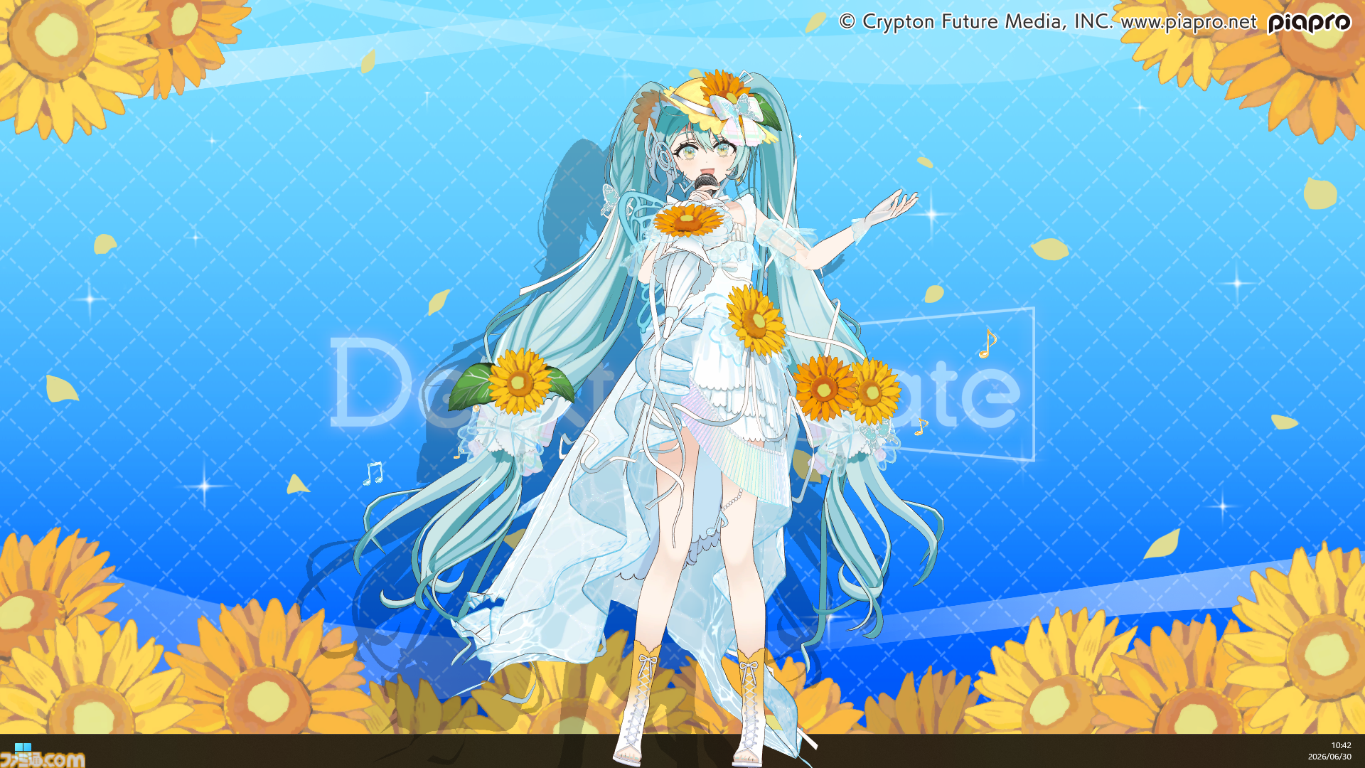 『デスクトップメイト』初音ミク“マジカルミライ 2026 Ver.”が7月23日配信。テーマ“湖のソナーレ”を反映した、ひまわりや蝶モチーフの新衣装で登場