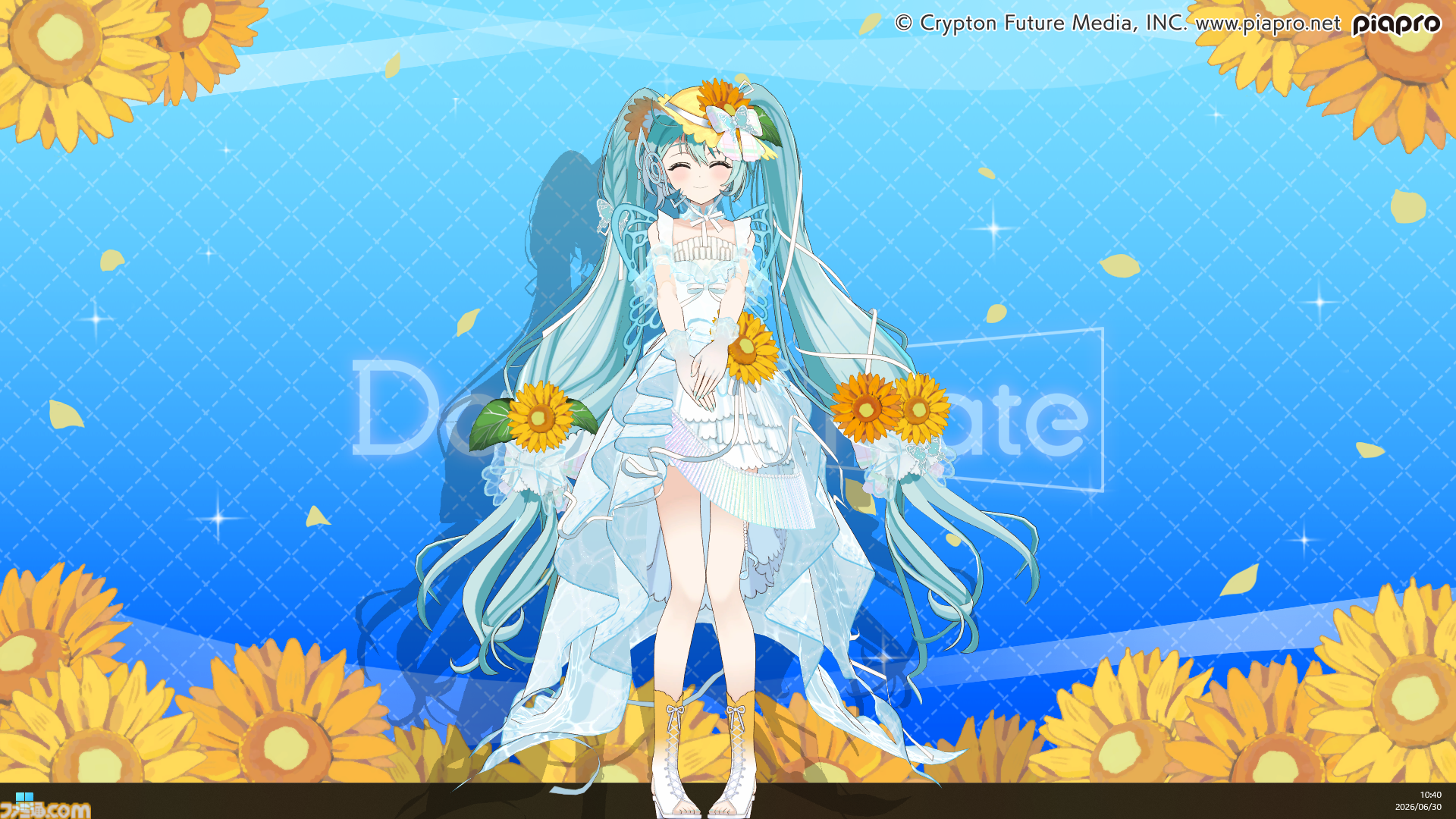 『デスクトップメイト』初音ミク“マジカルミライ 2026 Ver.”が7月23日配信。テーマ“湖のソナーレ”を反映した、ひまわりや蝶モチーフの新衣装で登場