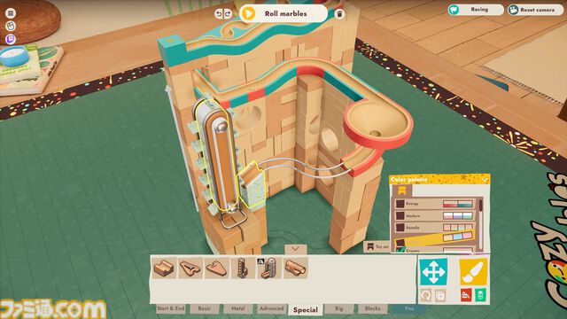 『Cozy Marbles ビー玉コロコロ大作戦』らせん・キャノン・反重力を組み合わせて、ビー玉が気持ちよく転がるコースを作ろう。マーブルランシミュがSteamで8月21日配信