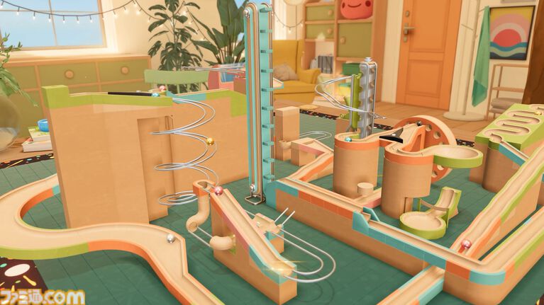 『Cozy Marbles ビー玉コロコロ大作戦』らせん・キャノン・反重力を組み合わせて、ビー玉が気持ちよく転がるコースを作ろう。マーブルランシミュがSteamで8月21日配信