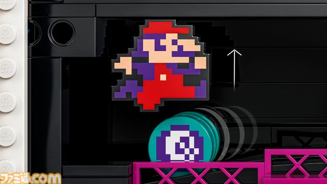 『ドンキーコング』懐かしのアーケードゲームをレゴブロックで再現。タルの投下機能や、ジャンプマンを動かしてタルを跳び越えるギミックも搭載