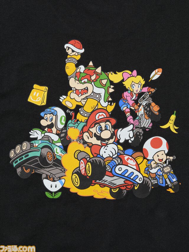 『マリオカート ワールド』のTシャツとスウェットがユニクロで8月10日に発売。ステッカーを散りばめたTシャツがかわいい