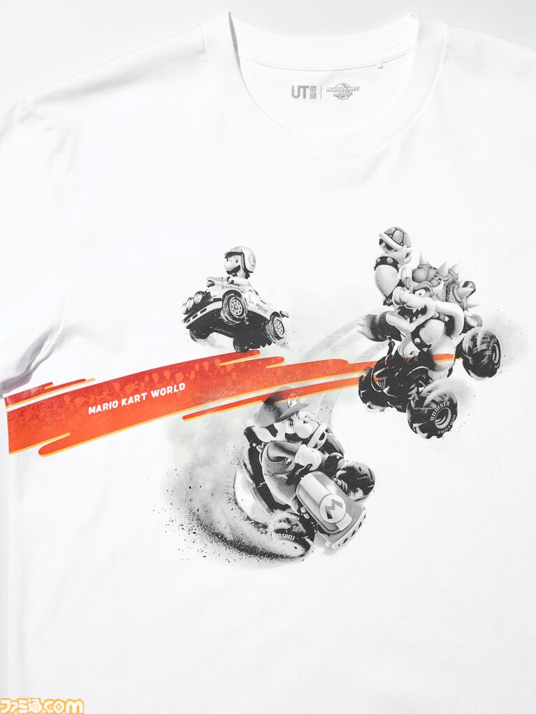 『マリオカート ワールド』のTシャツとスウェットがユニクロで8月10日に発売。ステッカーを散りばめたTシャツがかわいい