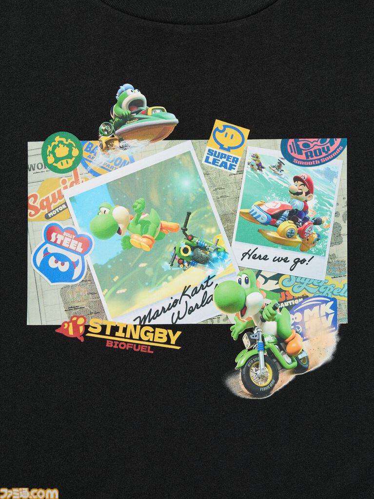 『マリオカート ワールド』のTシャツとスウェットがユニクロで8月10日に発売。ステッカーを散りばめたTシャツがかわいい