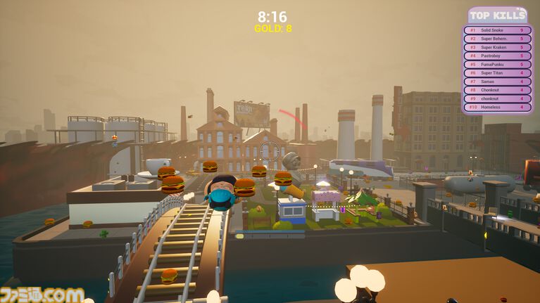 『Chonkstars』バーガー玉で相手を爆散! 最強のデブを目指して食いまくる対人フードファイトアクション発表。デカくなるほど強くなるが、当たり判定も大きめに