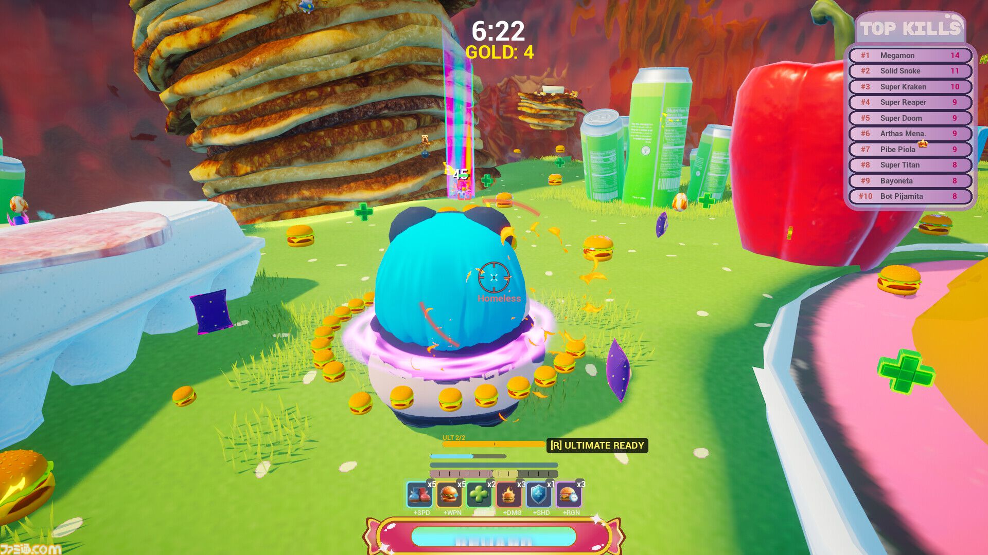 『Chonkstars』バーガー玉で相手を爆散！ 最強のデブを目指して食いまくる対人フードファイトアクション発表。デカくなるほど強くなるが、当たり判定も大きめに