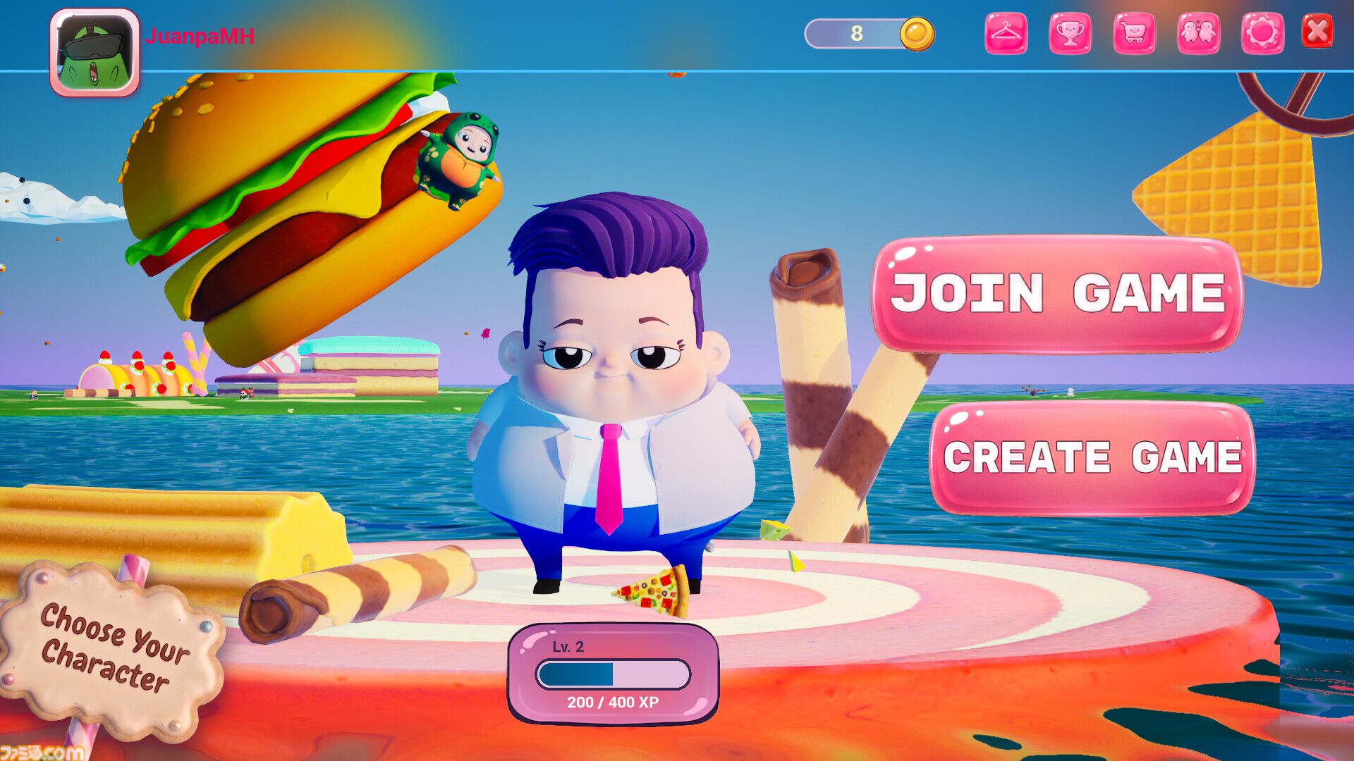 『Chonkstars』バーガー玉で相手を爆散！ 最強のデブを目指して食いまくる対人フードファイトアクション発表。デカくなるほど強くなるが、当たり判定も大きめに