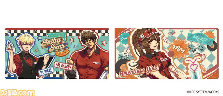 『ギルティギア ストライヴ』腕がたくましすぎるウェイターソルが目を引く新作グッズがエビテンで予約開始。“アメリカンダイナー”をテーマにした描き下ろしの新作グッズが多数