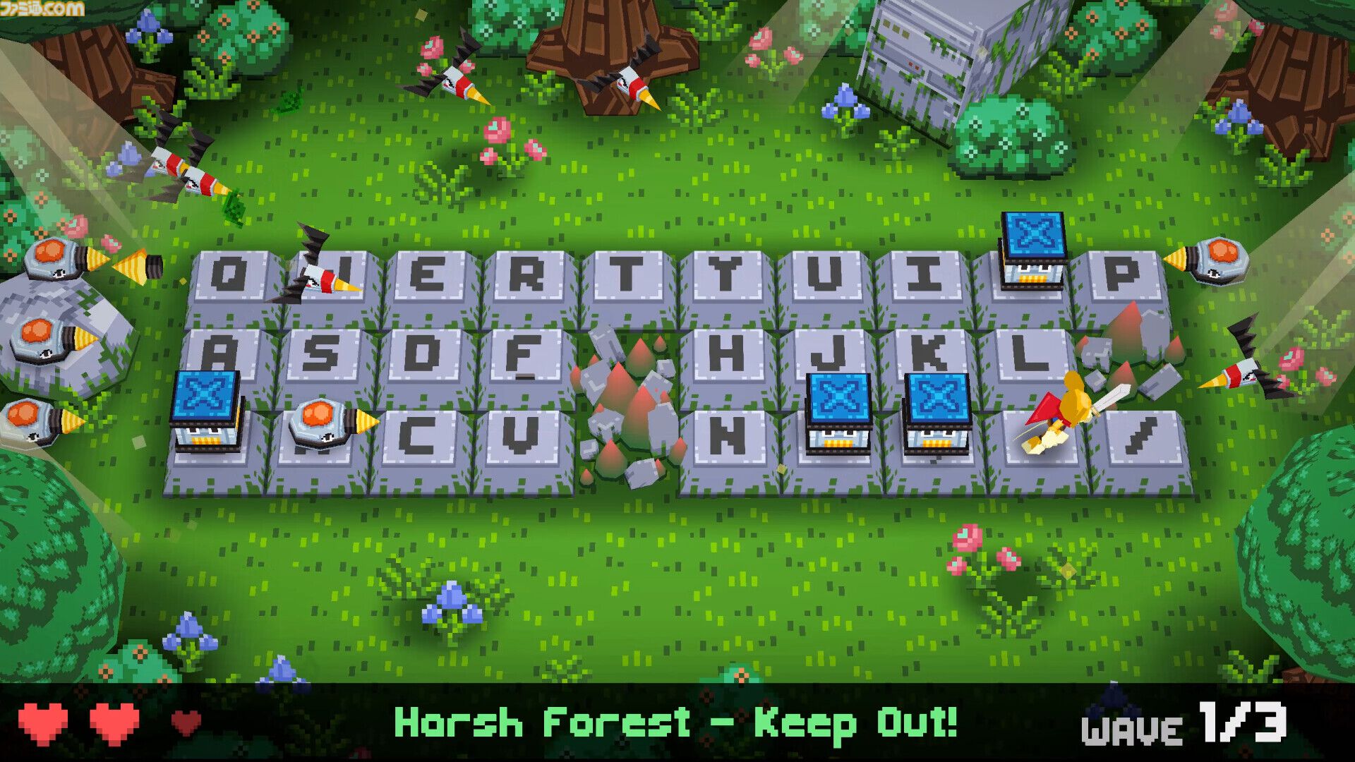 『Keyboard Warrior』キーボードの上が戦場に！ キーからキーへ飛び移り敵を切り裂く新作アクションが本日（7/31）配信。レトロ風グラフィックでなつかしい雰囲気