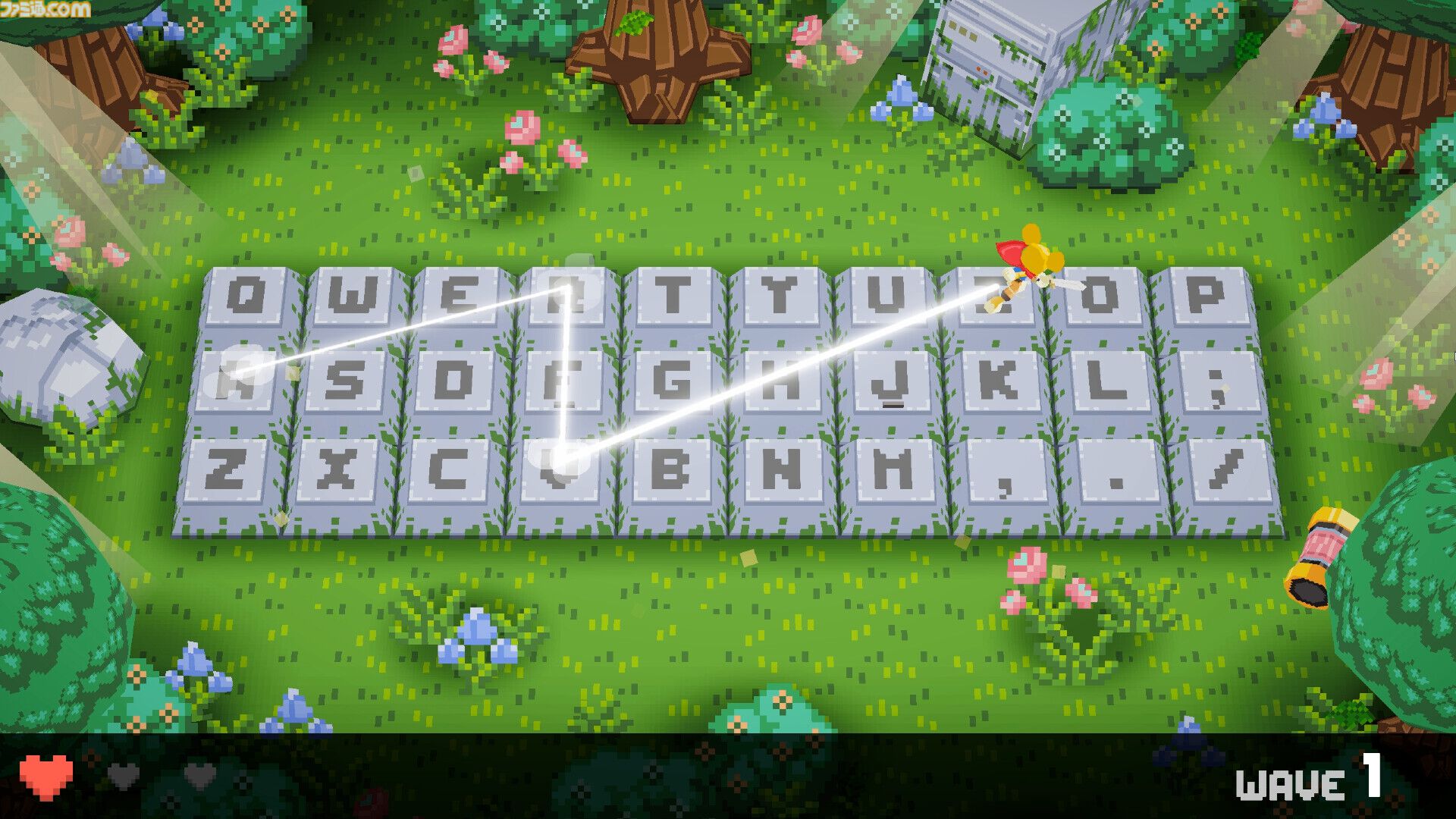 『Keyboard Warrior』キーボードの上が戦場に！ キーからキーへ飛び移り敵を切り裂く新作アクションが本日（7/31）配信。レトロ風グラフィックでなつかしい雰囲気