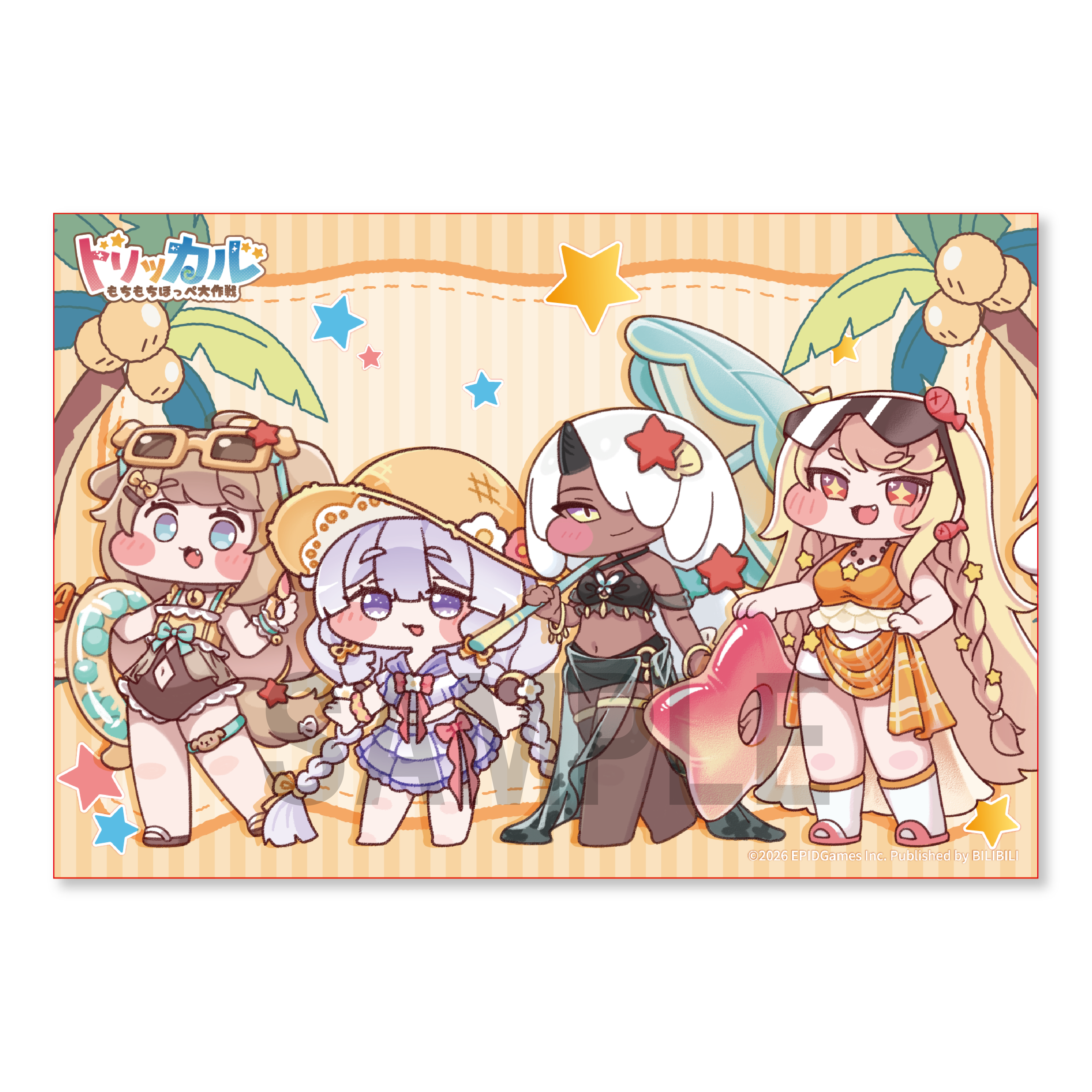 『トリッカル』夏コミでの販売グッズが公開。タオルやぬいぐるみクリップなど多彩なアイテムが並ぶ。購入特典としてカードやショッパー、ポストカードも