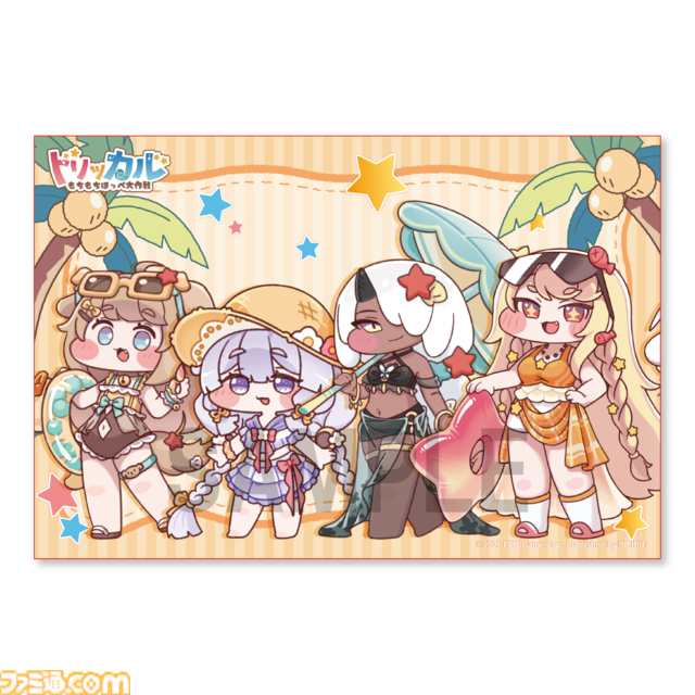 『トリッカル』夏コミでの販売グッズが公開。タオルやぬいぐるみクリップなど多彩なアイテムが並ぶ。購入特典としてカードやショッパー、ポストカードも