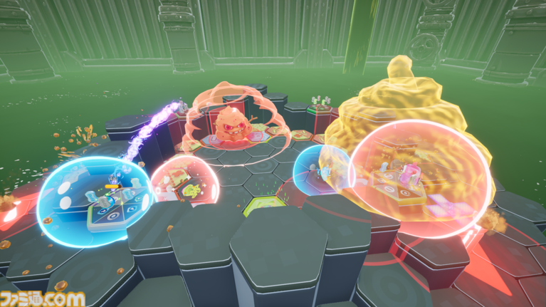 『吸い弾み大乱闘』キモカワクリーチャーのはちゃめちゃパーティーゲームが正式リリース。石けんを奪い合い、相手を弾き飛ばしながら勝利を目指す