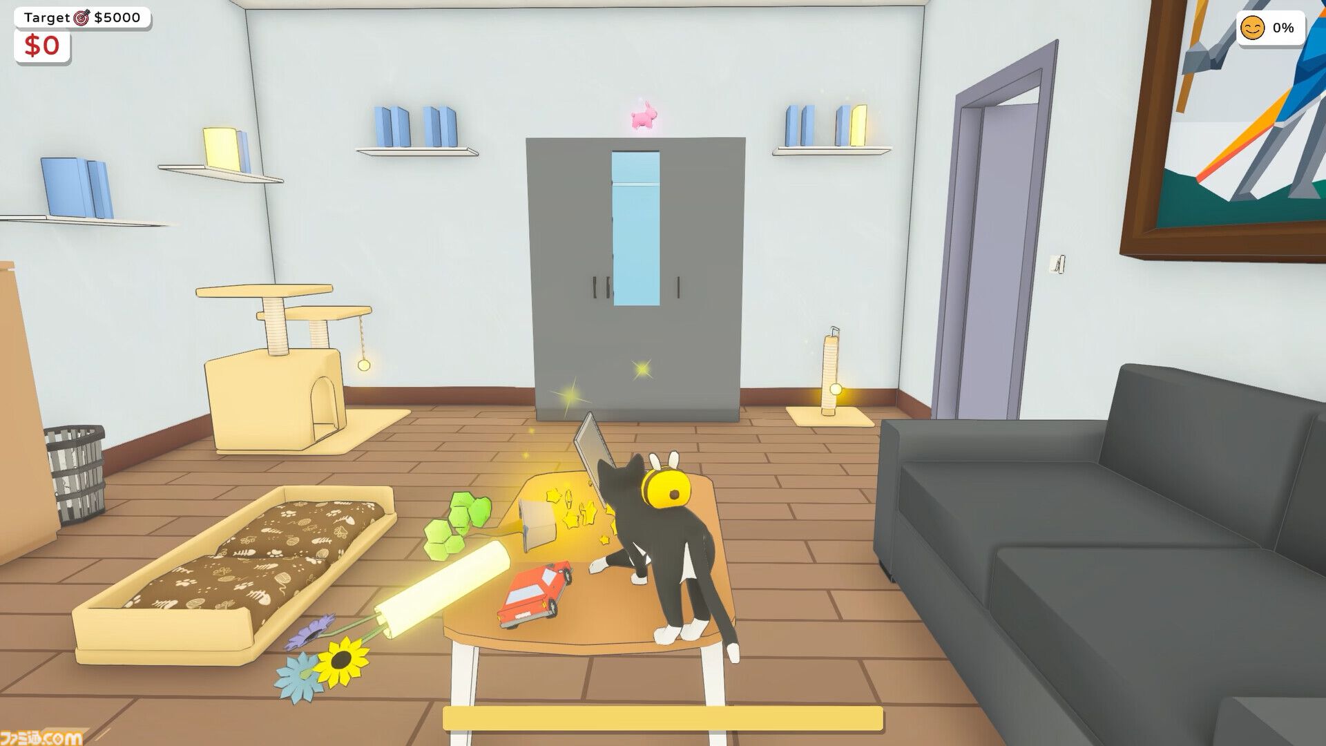 『Cat Chaos』猫になって部屋中の物を壊しまくる物理破壊シミュレーター。ネコの物を落とす行動にフィーチャー【本日発売】