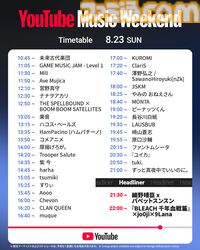 YouTube音楽フェス“YouTube Music Weekend”が8月21日～23日に開催。ポケミク、スクエニ、Ado、ずとまよら113組のアーティストが出演