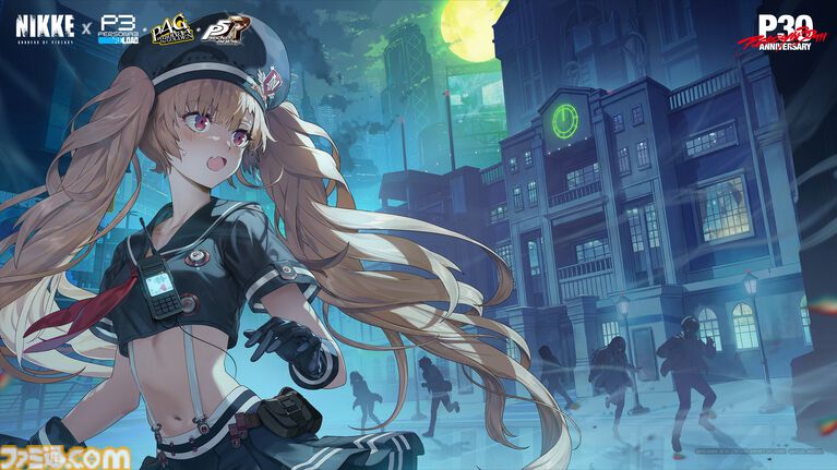 【NIKKE × ペルソナ】『P3R』アイギス、『P4G』天城雪子、『P5R』新島真が描かれたコラボキービジュアル解禁。「指揮官、謎の来訪者の予想は当たりましたか？」