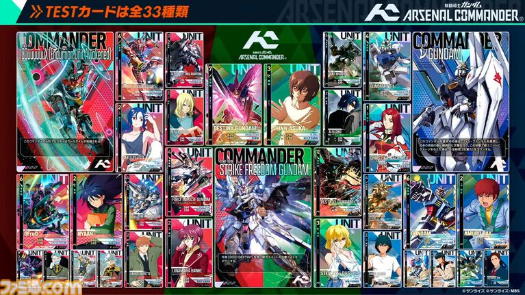 『機動戦士ガンダム アーセナルコマンダー』が発表。人気アーケードゲーム『アーセナルベース』の続編。1対1から三つ巴になるなどルールは一新。過去カードも使用可