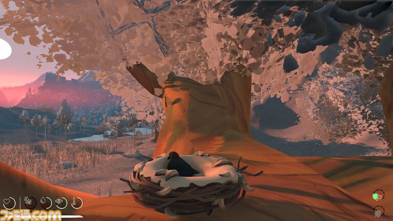 『Migration』カラスとして大自然を生き抜くサバイバルゲーム。巣作りや資源集めを行いつつ寒波の訪れに備える。ときには新たな土地に移る判断も