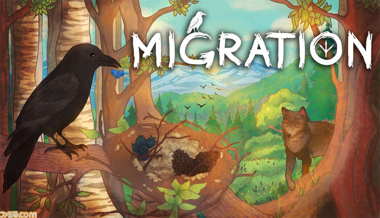 『Migration』カラスとして大自然を生き抜くサバイバルゲーム。巣作りや資源集めを行いつつ寒波の訪れに備える。ときには新たな土地に移る判断も
