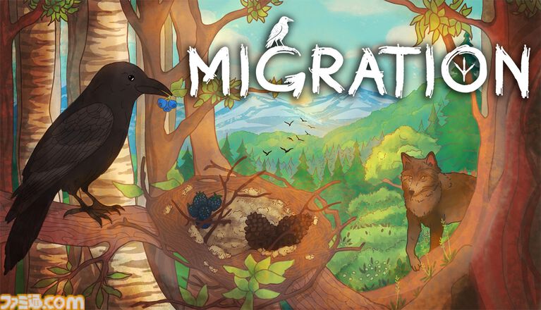 『Migration』カラスとして大自然を生き抜くサバイバルゲーム。巣作りや資源集めを行いつつ寒波の訪れに備える。ときには新たな土地に移る判断も