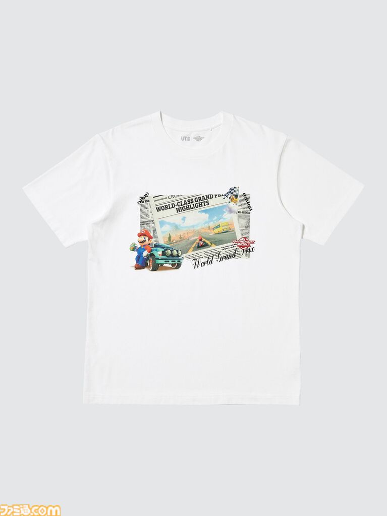 『マリオカート ワールド』Tシャツがユニクロから発売。レトロ風2Dイラストや3Dグラフィック、ゲーム中に登場するステッカーなどをプリントしたマリオファン垂涎のデザイン