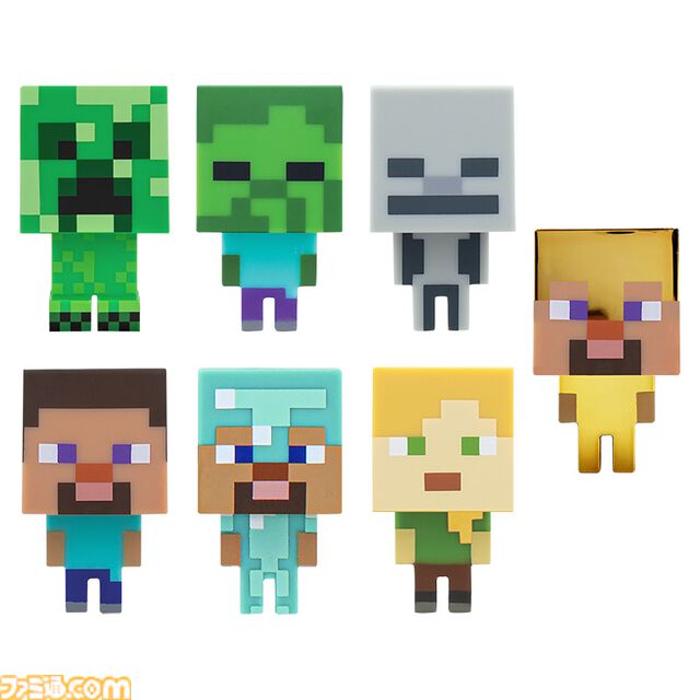 『マイクラ』帯電クリーパーとゴールドスティーブのスクイーズが発売。ブロックを削る発掘キットやエンダーマンのセンサーライトなど全7アイテムが予約受付中