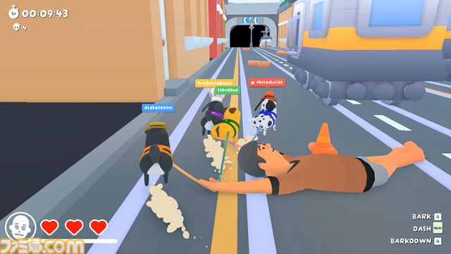 『Ruffed Up』犬になって気絶した飼い主を引きずる癒やしカオスな協力ゲー。最大4人でオンラインでもローカルでも引っ張り合える【体験版配信中