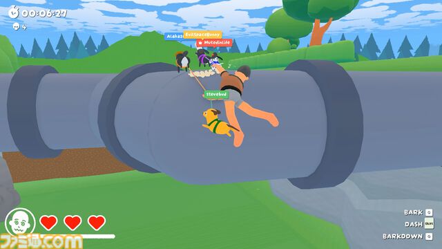 『Ruffed Up』犬になって気絶した飼い主を引きずる癒やしカオスな協力ゲー。最大4人でオンラインでもローカルでも引っ張り合える【体験版配信中