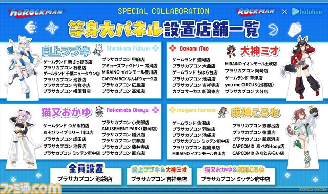 ホロライブゲーマーズ×『ロックマン』がコラボ。白上フブキ、大神ミオ、猫又おかゆ、戌神ころねが描き下ろしグッズに。8月22日よりプライズ＆物販展開【ホロックマン】