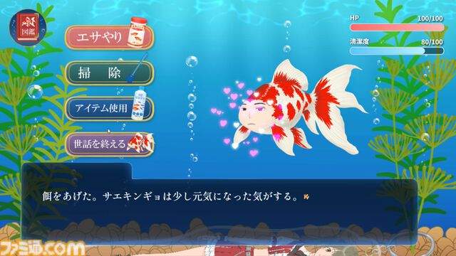 『人面金魚アクアリウム』消えた友人が人面金魚になっていた。お世話次第で姿が変わる奇妙なノベルゲームが無料公開